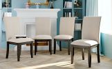 TOPMAX Farmhouse 4-Piece Wood Dining Chair Set for 4; Kitchen Upholstered Dining Chairs for Small Places; Gray Legs+Beige Cushion