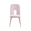 Mid Century Velvet Upholstered Dining Chair with Metal Legs for Kitchen; Dining; Living; Guest; Bed Room Side Chair; Set of 2; Light Pink