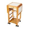 Free shipping Portable Rolling Drop Leaf Kitchen Storage Trolley Cart Island Sapele Color  YJ