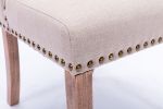 Wing Back Tufted Botton Upholstered Fabric Dining Chairs Set of 2; High Back Farmhouse Kitchen Dining Chairs with Nailheads; Cream