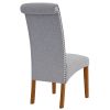 Set of 2 Uphostered Kitchen Dining Chairs w/Wood Legs; Padded Seat; Linen Fabric; Nails; Dining Chairs; Ideal for Dining Room; Kitchen; Living Room