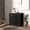 Modern Sideboard Buffet Cabinet with Storage Cabinets; Drawers and Shelves for Living Room; Kitchen; Black