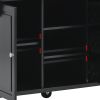 K&K kitchen cart with Rubber wood desktop rolling mobile kitchen island with storage and 5 draws 53 Inch width (Black)