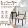 TREXM Retro Wood Dining Chairs Set of 4; Upholstered Chairs with Solid Wood Legs and Frame for Kitchen; Living Room; Dining Room (Gray)