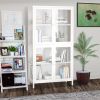 Four Glass Door Storage Cabinet with Adjustable Shelves and Feet Cold-Rolled Steel Sideboard Furniture for Living Room Kitchen White