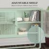 Double Glass Door Storage Cabinet with Adjustable Shelf U-Shaped Leg Cold-Rolled Steel Sideboard Furniture for Living Room Kitchen Mint Green