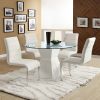 Contemporary White Padded Leatherette 2pc Side Chairs Set of 2 Chairs Kitchen Dining Room Metal Chrome Legs