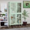 Four Glass Door Storage Cabinet with Adjustable Shelves and Feet Cold-Rolled Steel Sideboard Furniture for Living Room Kitchen Mint green