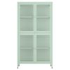 Four Glass Door Storage Cabinet with Adjustable Shelves and Feet Cold-Rolled Steel Sideboard Furniture for Living Room Kitchen Mint green