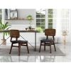 Set of 2 Side Chairs Walnut Finish Solid wood Mid-Century Modern Padded Fabric Seat Curved Back Chair Kitchen Dining