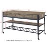 Macaria Kitchen Island; Rustic Oak &amp; Black Finish AC00402