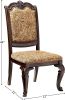 Traditional Formal Set of 2 Side Chairs Brown Cherry Solid wood Chair Padded Fabric Upholstered Seat Kitchen Dining Room Furniture