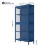 Four Glass Door Storage Cabinet with Adjustable Shelves and Feet Cold-Rolled Steel Sideboard Furniture for Living Room Kitchen Blue