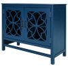 U-style Wood Storage Cabinet with Doors and Adjustable Shelf; Entryway Kitchen Dining Room; Navy Blue