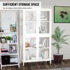 Four Glass Door Storage Cabinet with Adjustable Shelves and Feet Cold-Rolled Steel Sideboard Furniture for Living Room Kitchen White