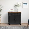 Modern Sideboard Buffet Cabinet with Storage Cabinets; Drawers and Shelves for Living Room; Kitchen; Black