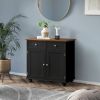 Modern Sideboard Buffet Cabinet with Storage Cabinets; Drawers and Shelves for Living Room; Kitchen; Black