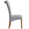 Set of 2 Uphostered Kitchen Dining Chairs w/Wood Legs; Padded Seat; Linen Fabric; Nails; Dining Chairs; Ideal for Dining Room; Kitchen; Living Room