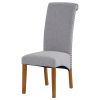 Set of 2 Uphostered Kitchen Dining Chairs w/Wood Legs; Padded Seat; Linen Fabric; Nails; Dining Chairs; Ideal for Dining Room; Kitchen; Living Room