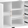 K&K kitchen cart with Rubber wood desktop rolling mobile kitchen island with storage and 5 draws 53 Inch width (White)