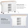 K&K kitchen cart with Rubber wood desktop rolling mobile kitchen island with storage and 5 draws 53 Inch width (White)