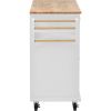 K&K kitchen cart with Rubber wood desktop rolling mobile kitchen island with storage and 5 draws 53 Inch width (White)