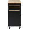 K&K kitchen cart with Rubber wood desktop rolling mobile kitchen island with storage and 5 draws 53 Inch width (Black)