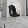 Mid Century Velvet Upholstered Dining Chair with Metal Legs for Kitchen; Dining; Living; Guest; Bed Room Side Chair; Set of 2; Black