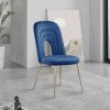 Mid Century Velvet Upholstered Dining Chair with Metal Legs for Kitchen; Dining; Living; Guest; Bed Room Side Chair; Set of 2; Blue