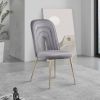 Mid Century Velvet Upholstered Dining Chair with Metal Legs for Kitchen; Dining; Living; Guest; Bed Room Side Chair; Set of 2; Gray