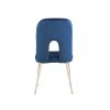 Mid Century Velvet Upholstered Dining Chair with Metal Legs for Kitchen; Dining; Living; Guest; Bed Room Side Chair; Set of 2; Blue