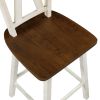 TOPMAX Farmhouse 2-Piece Counter Height Dining Chair Set; Wooden Kitchen Chair Set for Small Places; Walnut+Distressed White; Set of 2