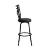 Vintage Industrial Counter Height Bar Stools Set of 2; Swivel Barstools with Metal Back for Kitchen Island; 26 Inch Height Round Seat