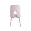 Mid Century Velvet Upholstered Dining Chair with Metal Legs for Kitchen; Dining; Living; Guest; Bed Room Side Chair; Set of 2; Light Pink