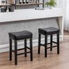 Counter Height 26" Bar Stools for Kitchen Counter Backless Faux Leather Stools Farmhouse Island Chairs (26 Inch;  Black;  Set of 2)