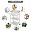 Rolling Kitchen Trolley Cart Steel White Top Removable Tray W/Storage Basket &Drawers