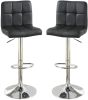 Black Faux Leather Bar Stool Counter Height Chairs Set of 2 Adjustable Height Kitchen Island Stools Modern