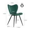 Dining chairs set of 2; Dark Green velvet Chair modern kitchen chair with metal leg