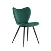 Dining chairs set of 2; Dark Green velvet Chair modern kitchen chair with metal leg