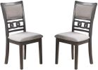 Dining Room Furniture Grey Finish Set of 2 Side Chairs Cushion Seats Unique Back Kitchen Breakfast Chairs