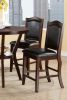 Dark Brown Wood Finish Set of 2 Counter Height Chairs Faux Leather Upholstery Seat Back Kitchen Dining Room Chair