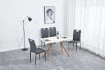 A set of 4 leather dining chairs with cushion and high back; painted metal legs; suitable for dining room; kitchen and living room X4 (LIGHT GREY)