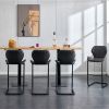 Bar chair modern design for dining and kitchen barstool with metal legs set of 4 (Brown)