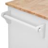 K&K kitchen cart with Rubber wood desktop rolling mobile kitchen island with storage and 5 draws 53 Inch width (White)