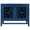 U-style Wood Storage Cabinet with Doors and Adjustable Shelf; Entryway Kitchen Dining Room; Navy Blue