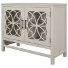 U-style Wood Storage Cabinet with Doors and Adjustable Shelf; Entryway Kitchen Dining Room; Cream White