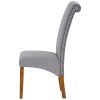 Set of 2 Uphostered Kitchen Dining Chairs w/Wood Legs; Padded Seat; Linen Fabric; Nails; Dining Chairs; Ideal for Dining Room; Kitchen; Living Room