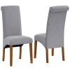 Set of 2 Uphostered Kitchen Dining Chairs w/Wood Legs; Padded Seat; Linen Fabric; Nails; Dining Chairs; Ideal for Dining Room; Kitchen; Living Room