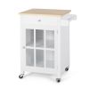 Medway Modern Glass Paneled Kitchen Trolley White