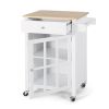 Medway Modern Glass Paneled Kitchen Trolley White